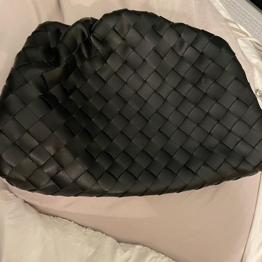 Bottega Inspired Woven Clutch in Black